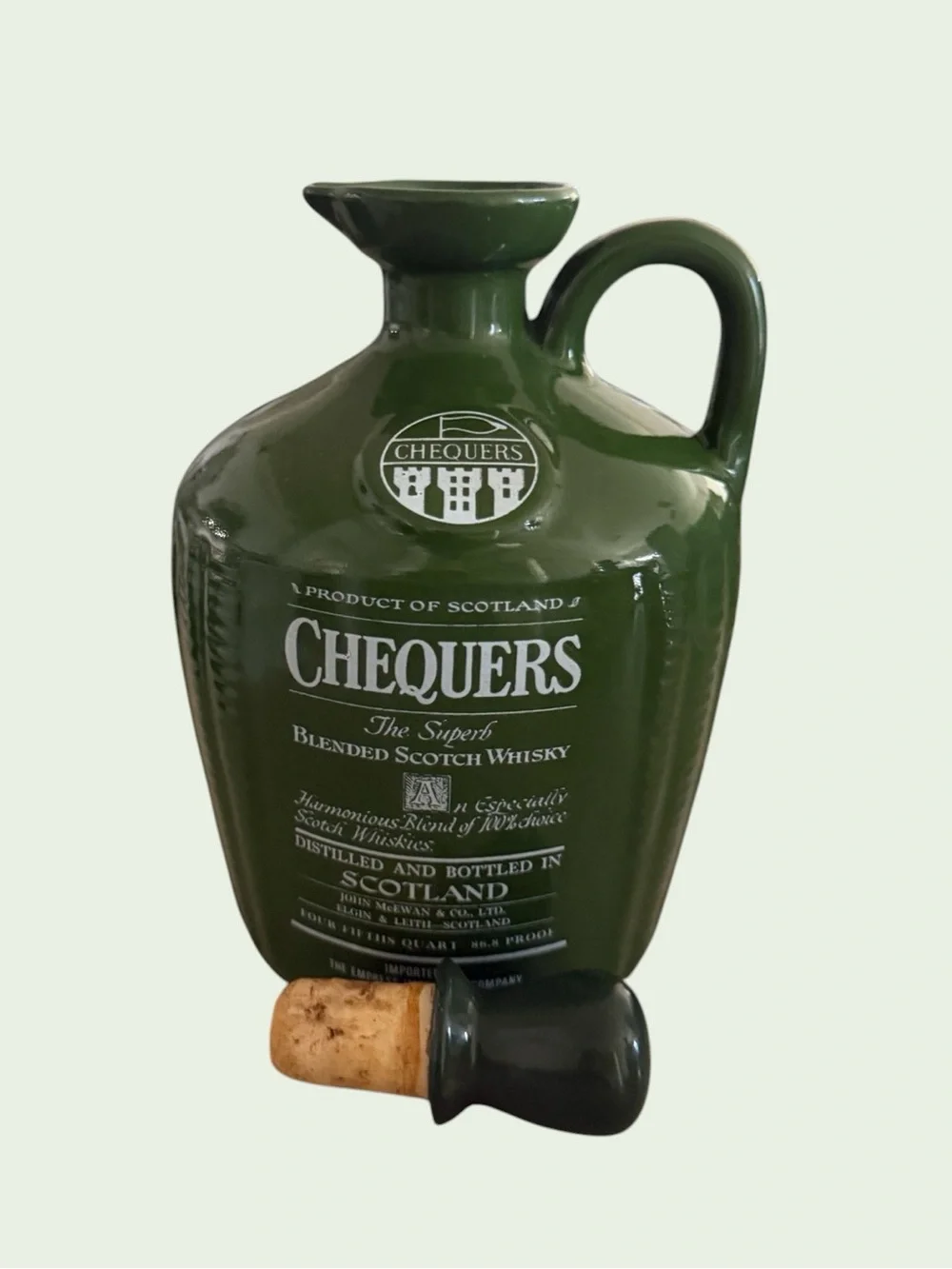 Vintage Chequers Blended Scotch Whiskey Stoneware Jug